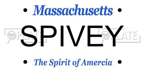 SPIVEY Massachusetts License Plate