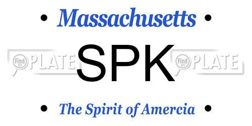 SPK Massachusetts License Plate