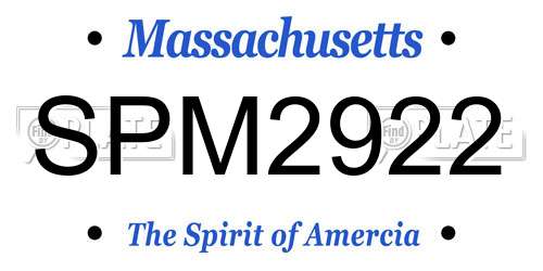 SPM2922 Massachusetts License Plate
