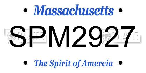 SPM2927 Massachusetts License Plate