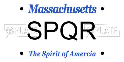 SPQR Massachusetts License Plate