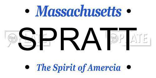 SPRATT Massachusetts License Plate