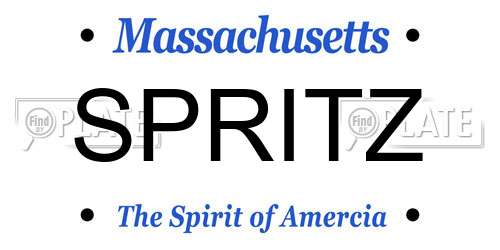 SPRITZ Massachusetts License Plate