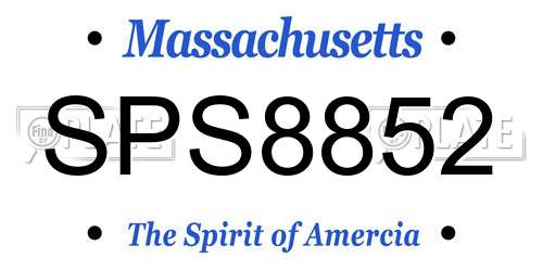 SPS8852 Massachusetts License Plate
