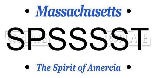 SPSSSST Massachusetts License Plate