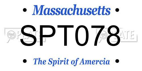 SPT078 Massachusetts License Plate