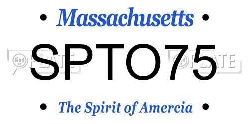 SPTO75 Massachusetts License Plate