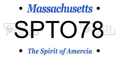 SPTO78 Massachusetts License Plate