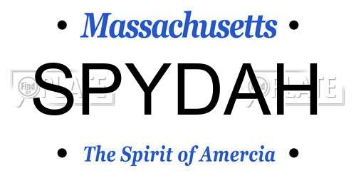 SPYDAH Massachusetts License Plate