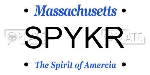 SPYKR Massachusetts License Plate