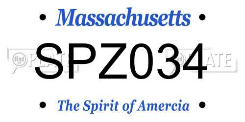 SPZ034 Massachusetts License Plate