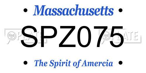 SPZ075 Massachusetts License Plate