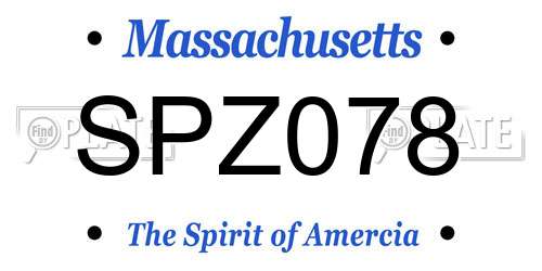 SPZ078 Massachusetts License Plate