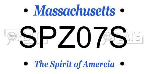 SPZ07S Massachusetts License Plate