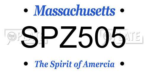 SPZ505 Massachusetts License Plate
