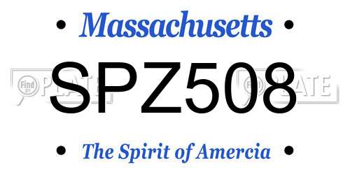 SPZ508 Massachusetts License Plate