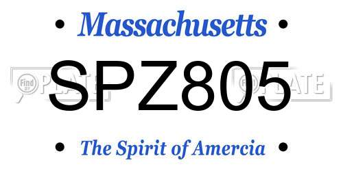 SPZ805 Massachusetts License Plate