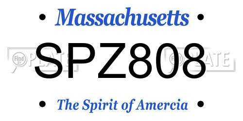 SPZ808 Massachusetts License Plate