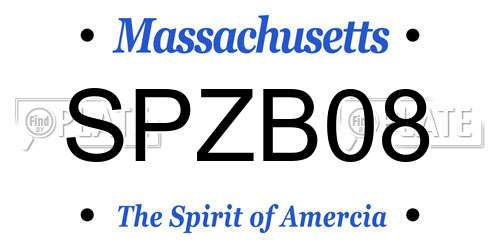 SPZB08 Massachusetts License Plate