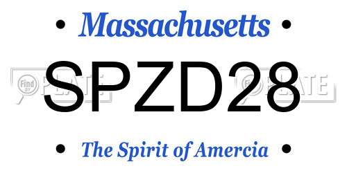 SPZD28 Massachusetts License Plate