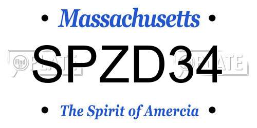 SPZD34 Massachusetts License Plate
