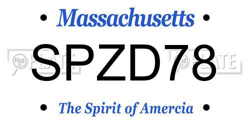 SPZD78 Massachusetts License Plate