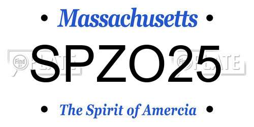 SPZO25 Massachusetts License Plate