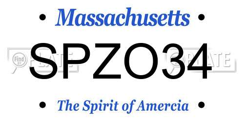 SPZO34 Massachusetts License Plate