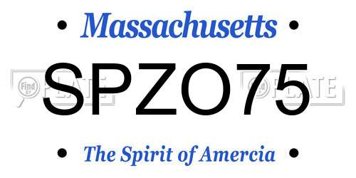 SPZO75 Massachusetts License Plate