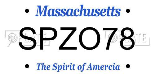 SPZO78 Massachusetts License Plate
