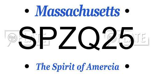 SPZQ25 Massachusetts License Plate