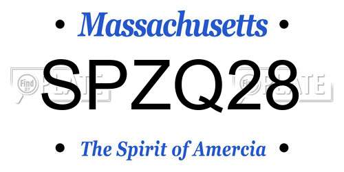 SPZQ28 Massachusetts License Plate