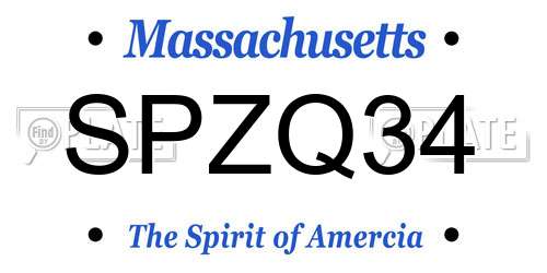 SPZQ34 Massachusetts License Plate