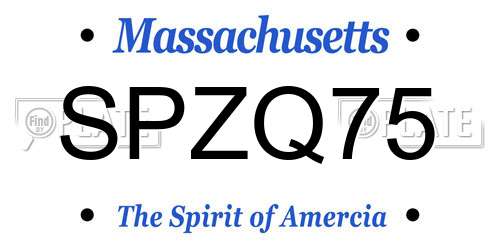 SPZQ75 Massachusetts License Plate