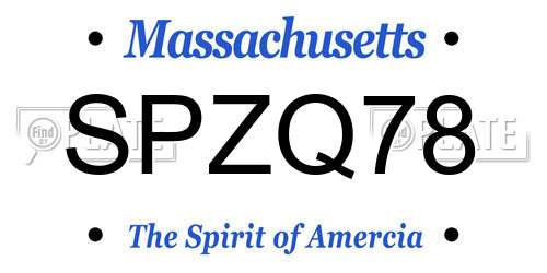 SPZQ78 Massachusetts License Plate