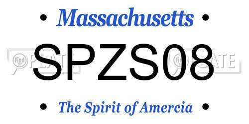SPZS08 Massachusetts License Plate
