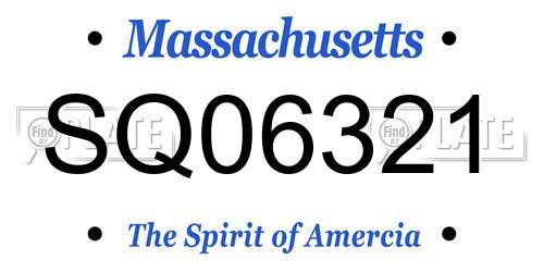 SQ06321 Massachusetts License Plate