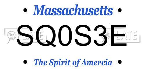 SQ0S3E Massachusetts License Plate