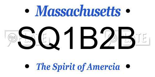 SQ1B2B Massachusetts License Plate