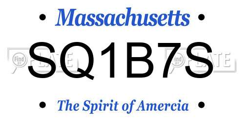 SQ1B7S Massachusetts License Plate