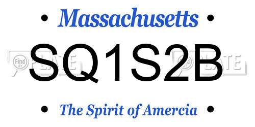 SQ1S2B Massachusetts License Plate