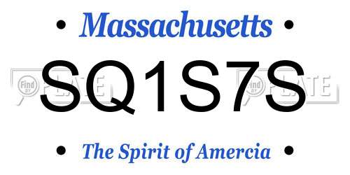 SQ1S7S Massachusetts License Plate