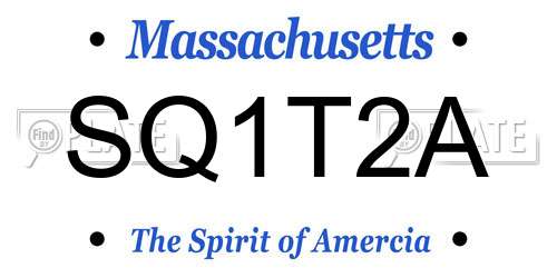 SQ1T2A Massachusetts License Plate