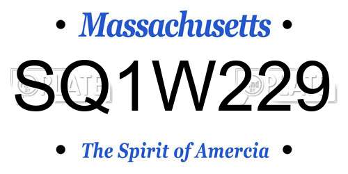 SQ1W229 Massachusetts License Plate