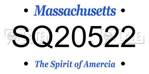 SQ20522 Massachusetts License Plate