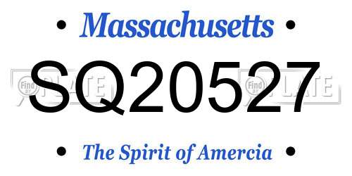 SQ20527 Massachusetts License Plate
