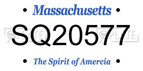 SQ20577 Massachusetts License Plate