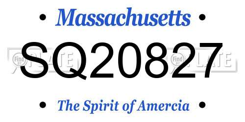 SQ20827 Massachusetts License Plate