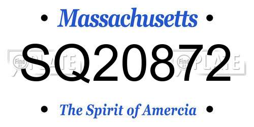 SQ20872 Massachusetts License Plate