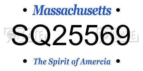 SQ25569 Massachusetts License Plate